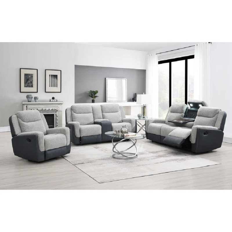 Ensemble de canapé inclinable moderne 3 pièces avec console Watford