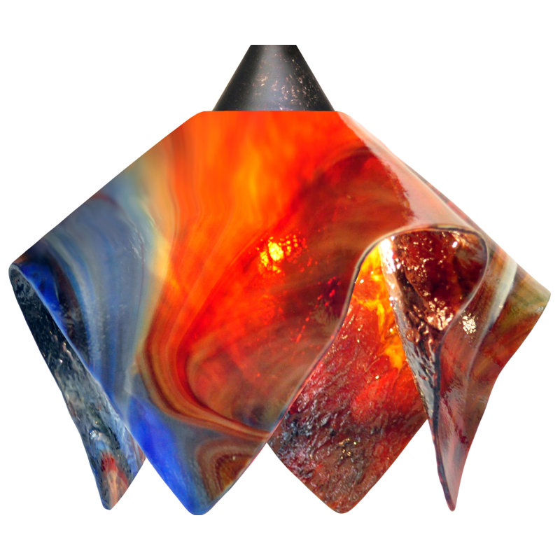 Amergin Flame Handcrafted Glass 1-Light Pendant, Large, Black, Garnet