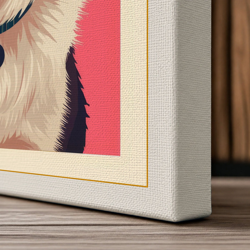 Bold Collie Portrait Pop Art - Wrapped Canvas, 36x24 - 91.4 x 61.0 cm, Cream Border