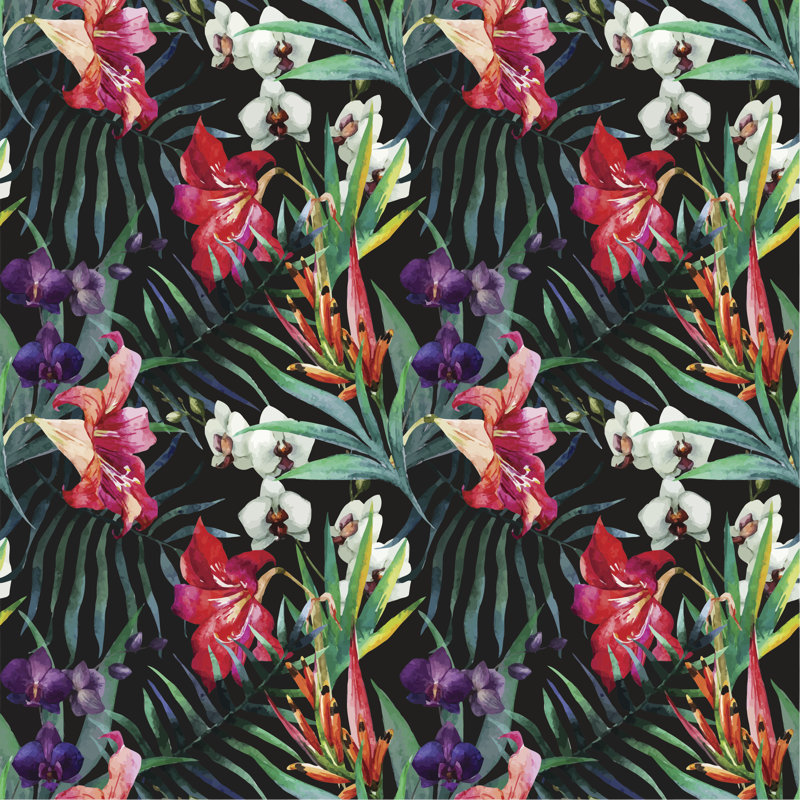 Larbi Tropical Pattern - Wrapped Canvas Print, 51cm H x 51cm W x 3.8cm D