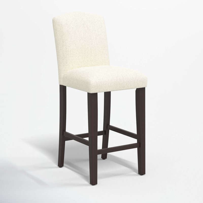 April Upholstered Stool, Bar Stool (31" Seat Height), Milsap Canvas Sustain® Tweed, Black Wood