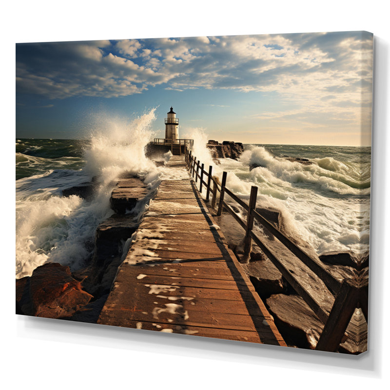 Piers Edge I - Coastal Pier Canvas Wall Art, H 34 po x l 44 po, Toile tendue