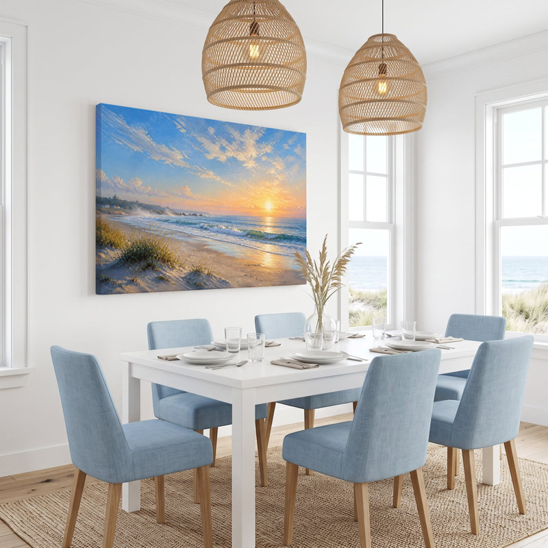 Tableau multicolore sur toile représentant un lever de soleil flamboyant, œuvre d'art mural pictural pour salon, salle à manger et chambre.