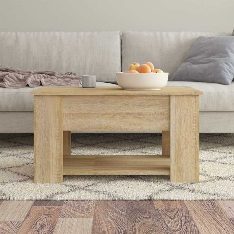 Husnija Lift Top Four Leg Coffee Table with Storage, Beige