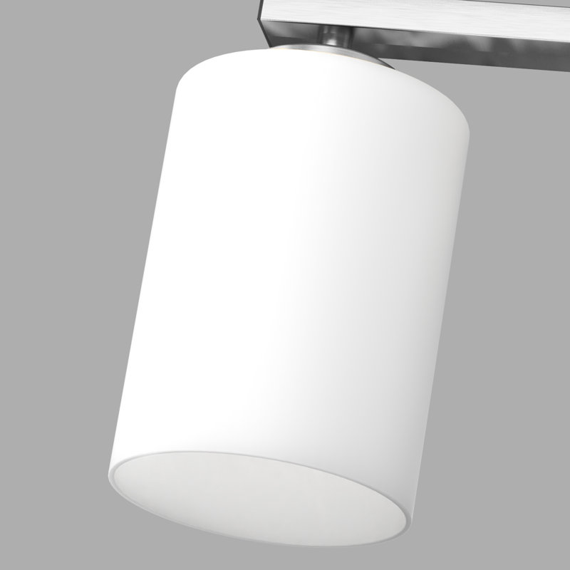 Luminaire pour salle de bain 4 lumières à abat-jour en verre à intensité variable, Blanc, Nickel