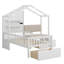 Lit maison avec canapé rembourré, lit maison avec station de charge, recharge sans fil, tablettes et deux tiroirs-635248670