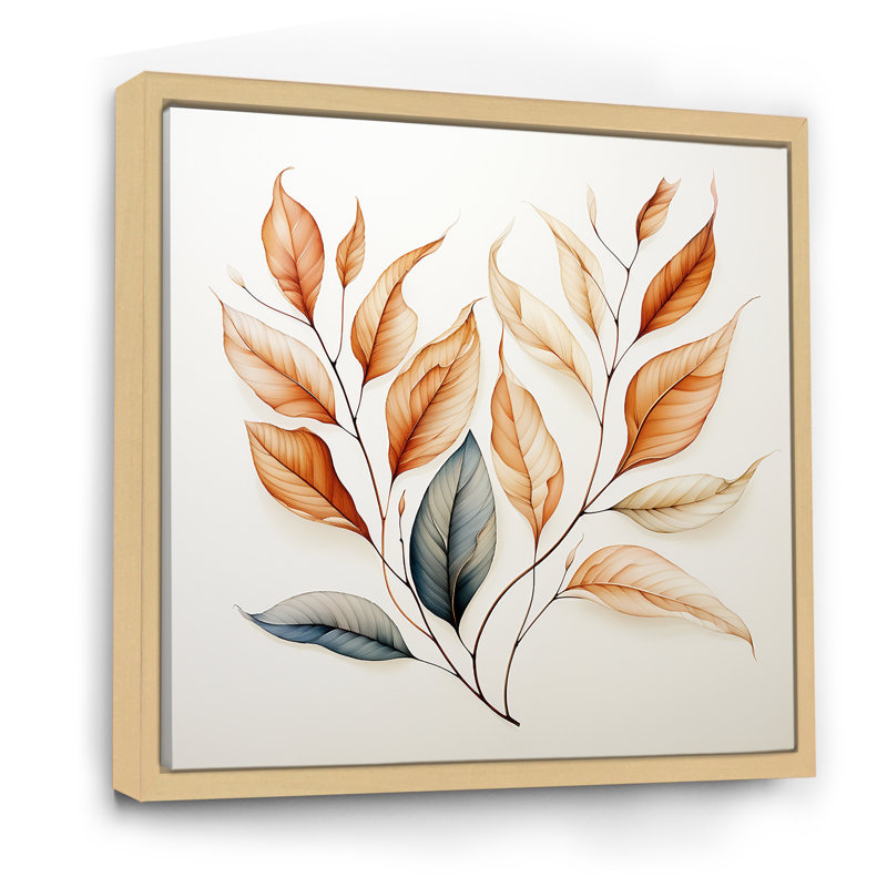 " Copper Leafy Abstractions II ", 16" H x 16" W x 1" D, Natural Floater Framed