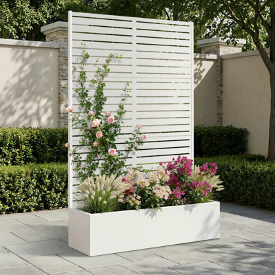 Metal Raised Garden Bed with Trellis, Garden Box for Vegetables and Flowers, Trellis Planter Box for Climbing Plants and Vines, Galvanized Raised Garden Bed