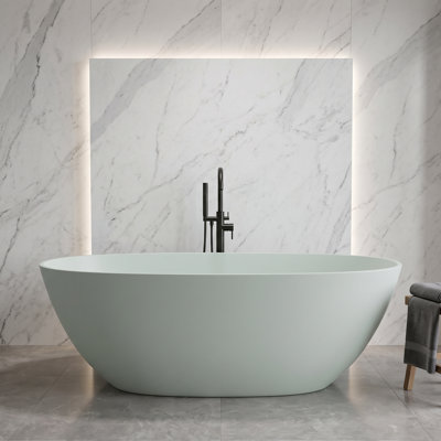Baignoire autoportante ovale à surface solide de 57 pouces de couleur turquoise vert