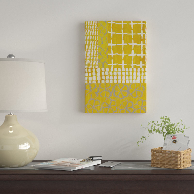 «Golden Blockprint I», impression sur toile, H 26 po x l 18 po x P 1,5 po, Toile tendue, Pas de tapis