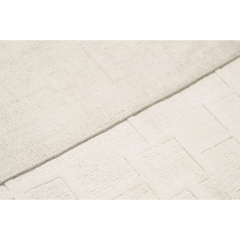 Wool Geometric Area Rug in Cream