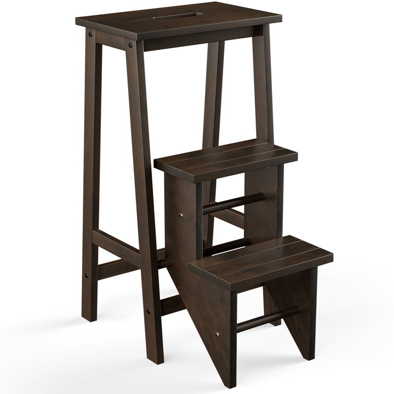 Étagère en bois d'hévéa 3-en-1 Azurae, Café
