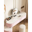 Ensemble de coiffeuse Jahnea-Elegant: table de coiffeuse et tabouret à finition ardoise en cuir Saddle, support en acier inoxydable, installation réversible et miroir à DEL à intensité variable-36037593