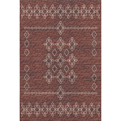 Premium Machine Washable Alliah AMF109 Paprika Rug