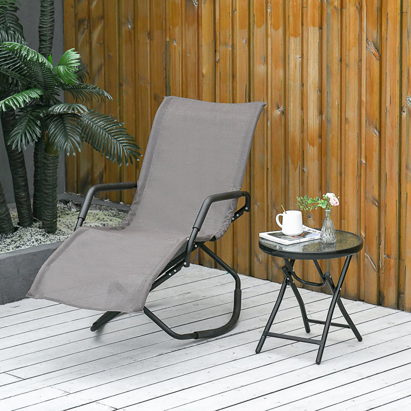 Chaise berçante extérieure pliante confortable avec tissu respirant et conception compacte pour la plage, la piscine et le patio