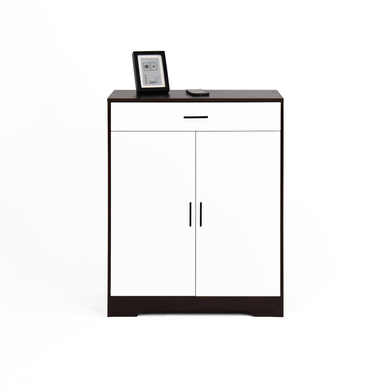 Armoire à chaussures autoportante, rangement en bois à 4 couches avec tablettes réglables, pour le vestibule, tiroir à 4 armoires élégant et pratique, support de bureau, apparence moderne