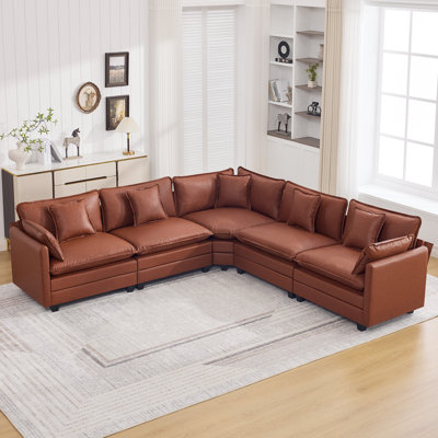 Faux Leather Upholstered Sectional Sofa Couch