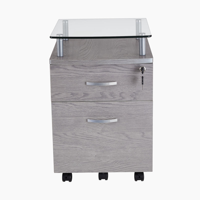 15.75'' Wide 2 -Drawer Mobile File Cabinet, Gray