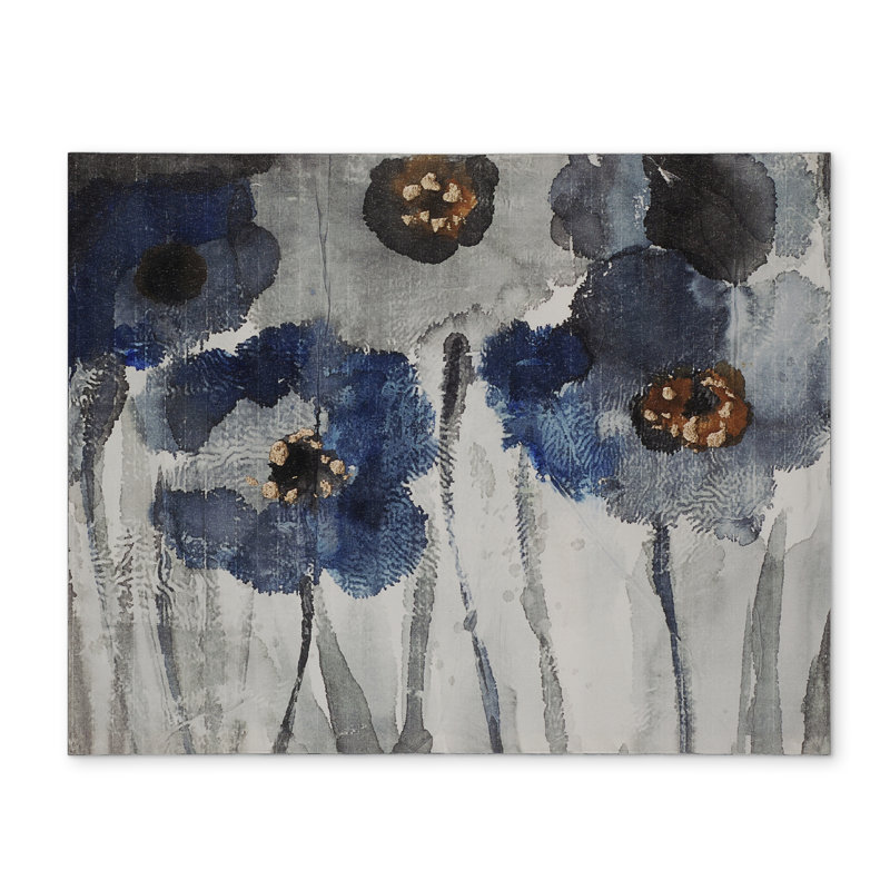 Blue Blurry Flowers Placemat - Polyester Botanical Home Decor