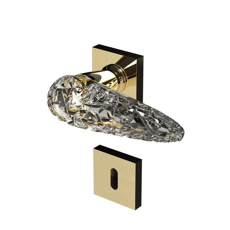Ice Round Door Lever with Square Rosette, Passage