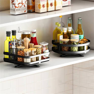 Rotating Spice Rack with Jars, Spinning Spice Rack Shelf, Revolving Spice  Rack for Kitchen (Black) 