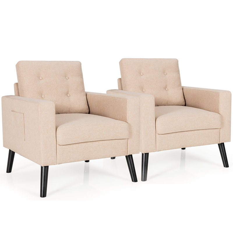 Grund Upholstered Armchair, Beige Linen Blend