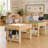 5-in-1 Kids Wooden Activity Desk, Convertible Play Table with Building Block Surface, Art Paper Roll, Chalkboard Top and Storage Shelf for Ages 3+