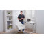 Chaise de bureau en tissu à hauteur ajustable avec pieds et roulettes en métal doré, blanc