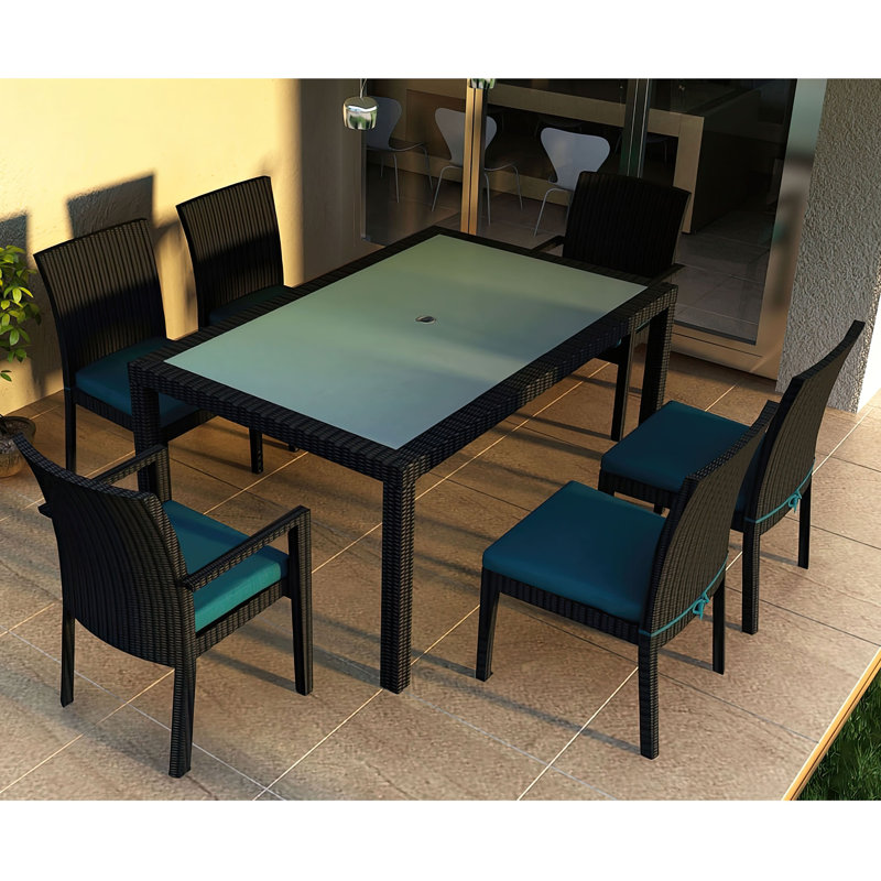 Urbana Outdoor - Piece Dining Set, Canvas Charcoal Sunbrella® Canvas, Coffee Bean, 8