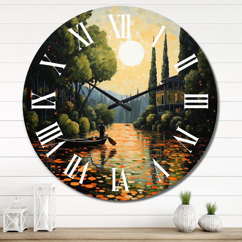 Horloge murale Port Harbor Escape Pointillism I - Paysages, Très grand