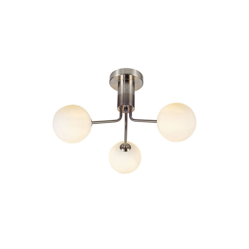 Gabrielson Glass Semi Flush Mount, Satin Chrome 