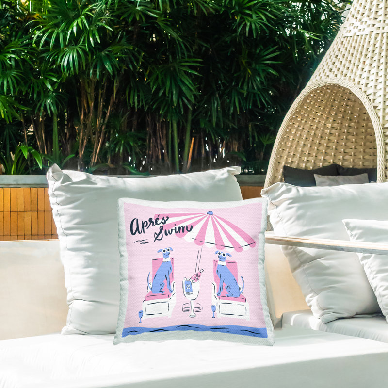 Coussin d'extérieur imprimé Apres Swim Greyhound par Krissy Mast