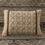 Couvre-lit réversible pour très grand lit - 5 pièces brun / doré, feuille, rayures et motifs, 2 taies décoratives, coussins décoratifs, pièce lavable brune / dorée et taies décoratives lavables à la machine
