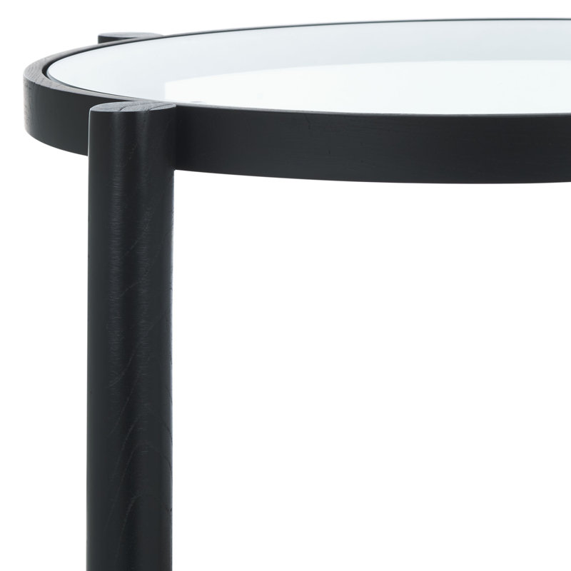 Karyna Glass End Table, Black
