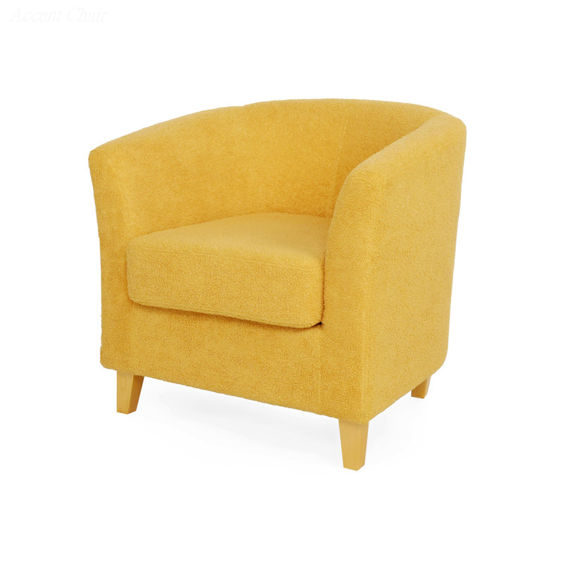 Fauteuil demi-tonneau de 29 po de largeur Dorset, Naturel, Tissu moutarde