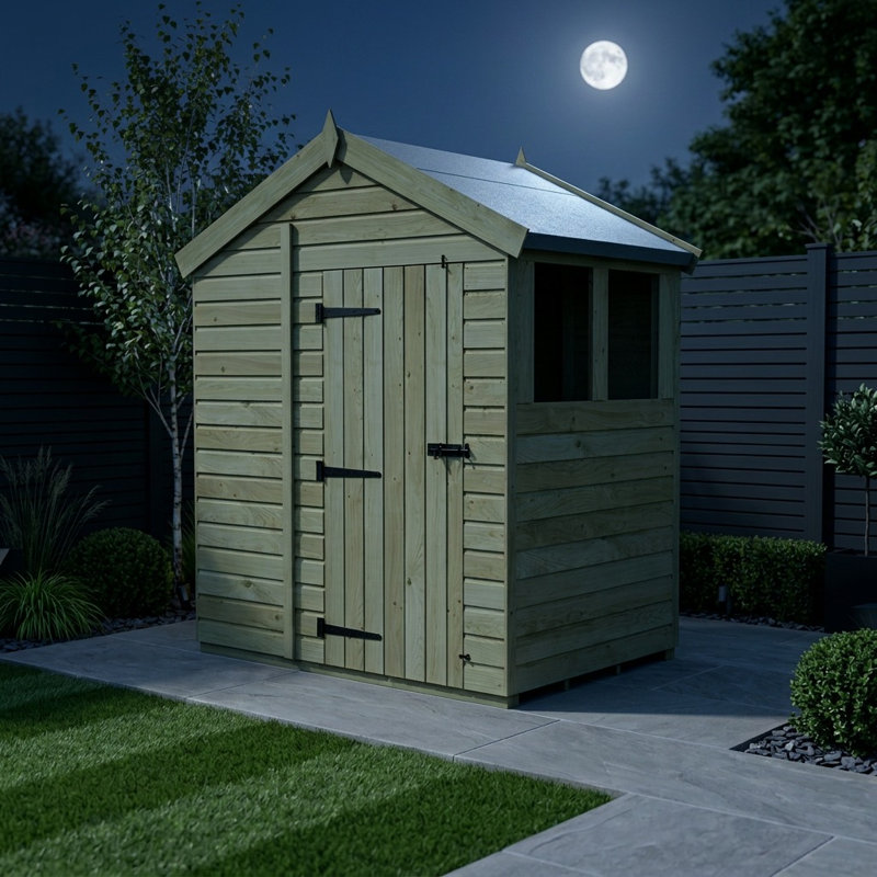 Total Sheds 7ft x 4ft Apex Garden Shed - Single Door - With Windows - Pressure Treated Timber - UK Manufactured