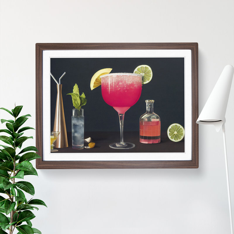 XH1022-6076X Modern Cocktail Vol.3 - Single Picture Frame Print, 34cm H x 46cm W x 2cm D, Walnut