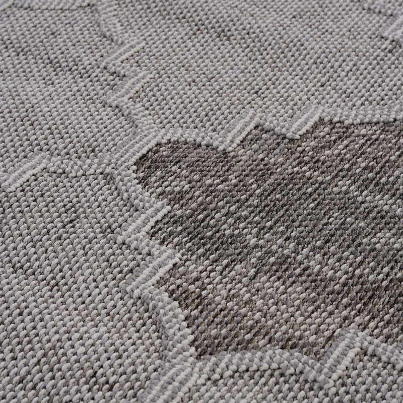 NAAR Guros Collection 8X10 White / Grey / Trellis Indoor / Outdoor Area Rug, Rectangle 7'9" x 10'