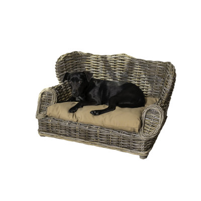 Lit de jour classique en rotin tissé à la main pour chien avec coussin lavable à la machine Classic