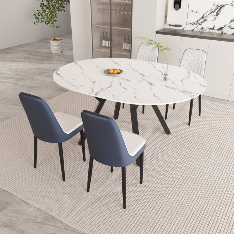 47 - 63" Extendable Dining Table And Chairs Comfortable, Long-term Use Expandable Configuration Fashionable,