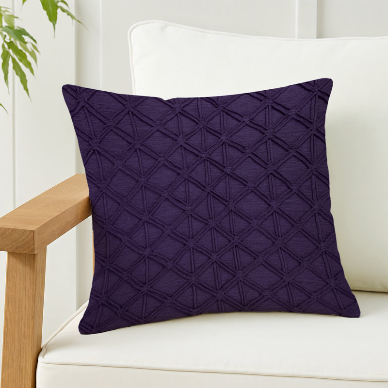 Coussin décoratif intérieur et extérieur beige Trellis, Treillis mauve 477, Carré Carré 16 po
