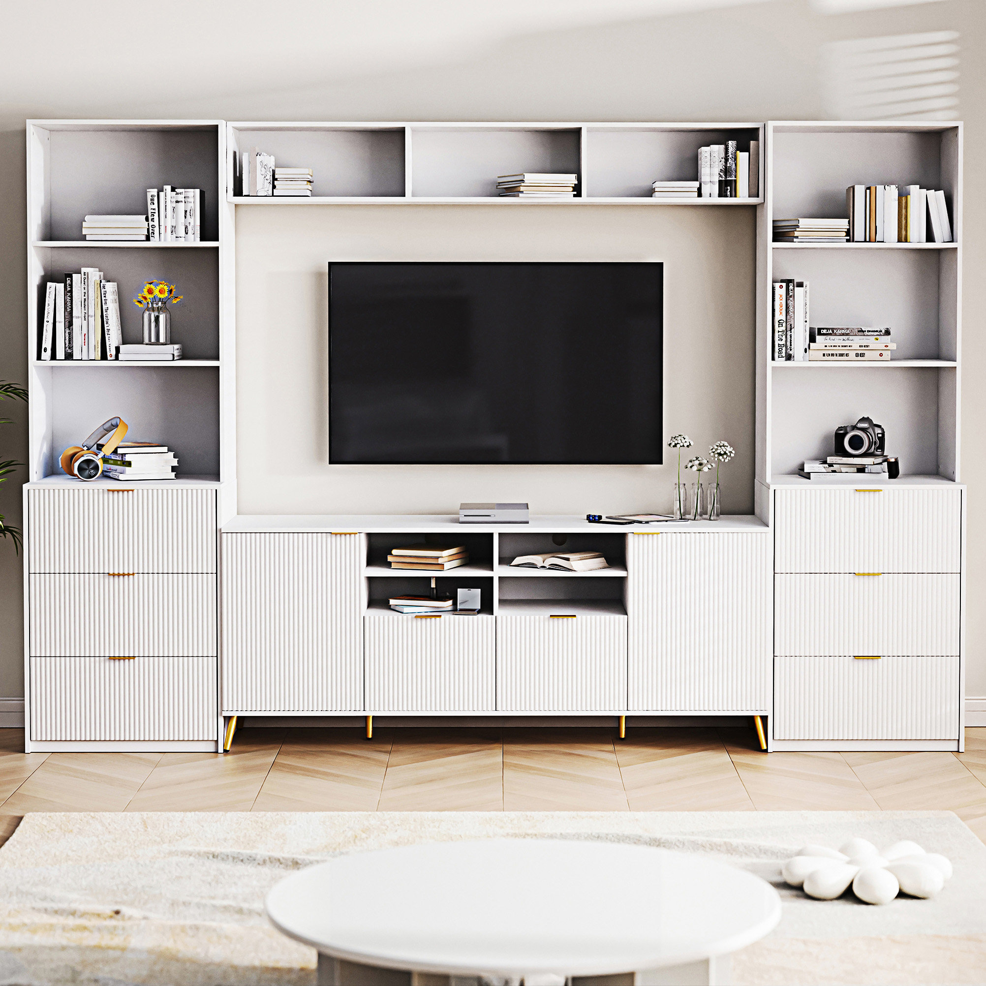 Dakota Fields U-Can 4-Piece Entertainment Wall Unit With 13 Shelves
