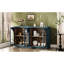 Buffet de style rétro bleu marine pour le salon avec rangement spacieux et 4 poignées fonctionnelles en métal