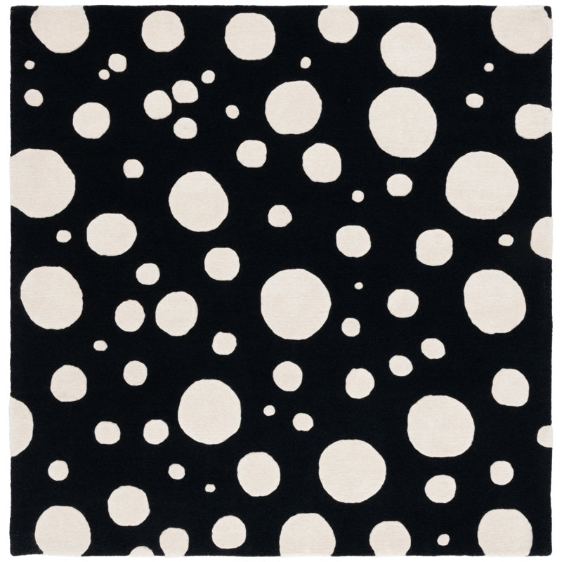 Tapis noir / ivoire Kavika, Carré 6 pi