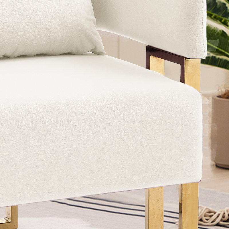 Chaise d'appoint moderne en velours blanc 2 pièces avec pieds dorés, idéale pour les espaces multiples, un soutien ergonomique scientifique et un assemblage simple.