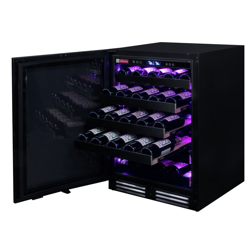 Allavino Reserva Series 50 Bottle Single Zone Built-in Wine Cooler Refrigerator with Black Stainless Steel Door - Left Hinge