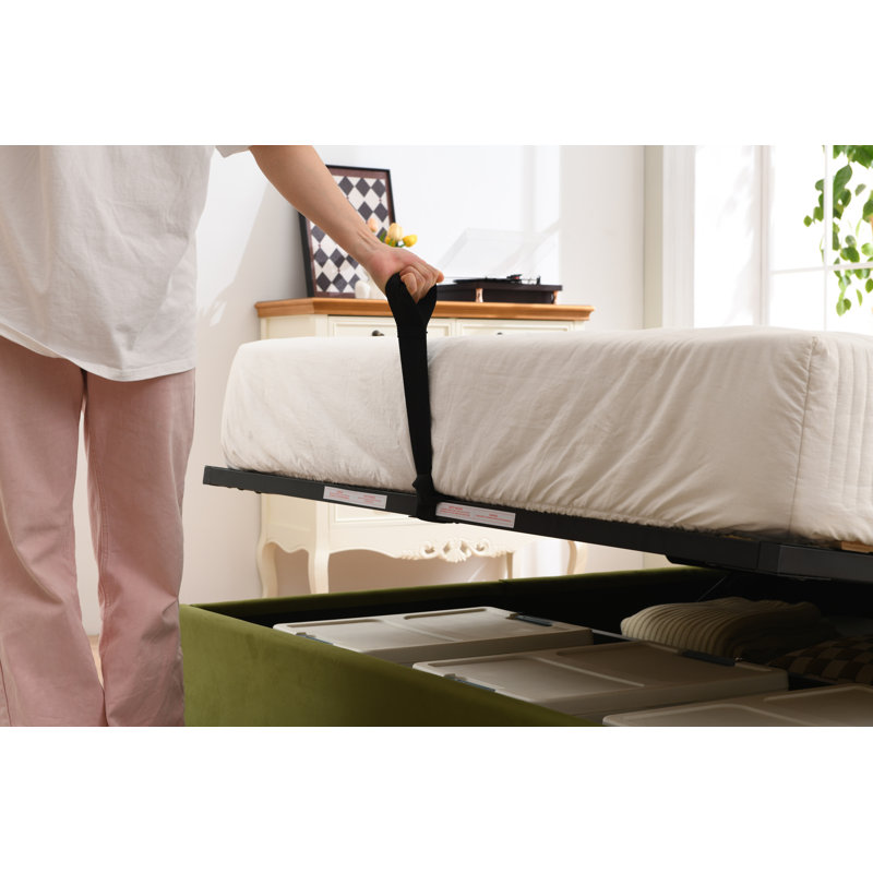 Lit plateforme avec rangement Daizia, gris, Très grand