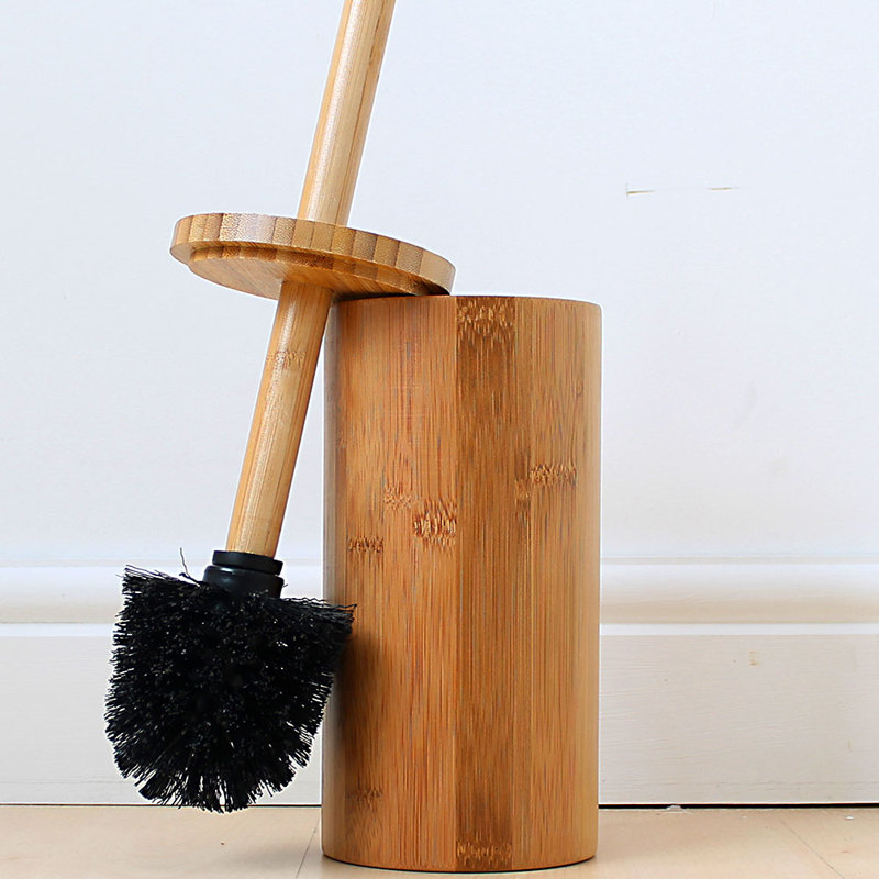 Saroyan Bamboo Round Free-Standing Toilet Brush and Holder