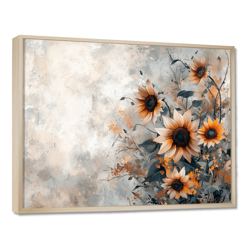 Donaho - Floral Wall Art, Impression encadrée flottante, Crème, crème, H 24 po x l 32 po