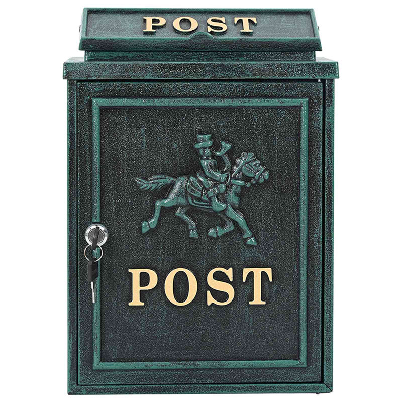Cast Aluminum Wall Mounted Post Box, Green